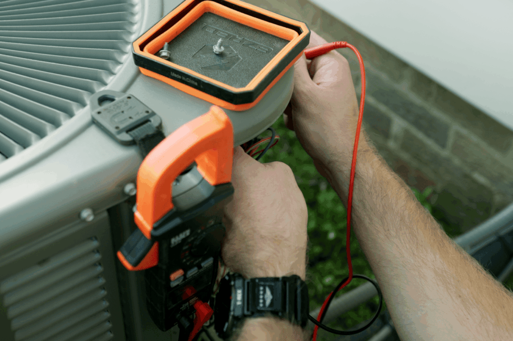 Bluflame tech testing AC wires up close